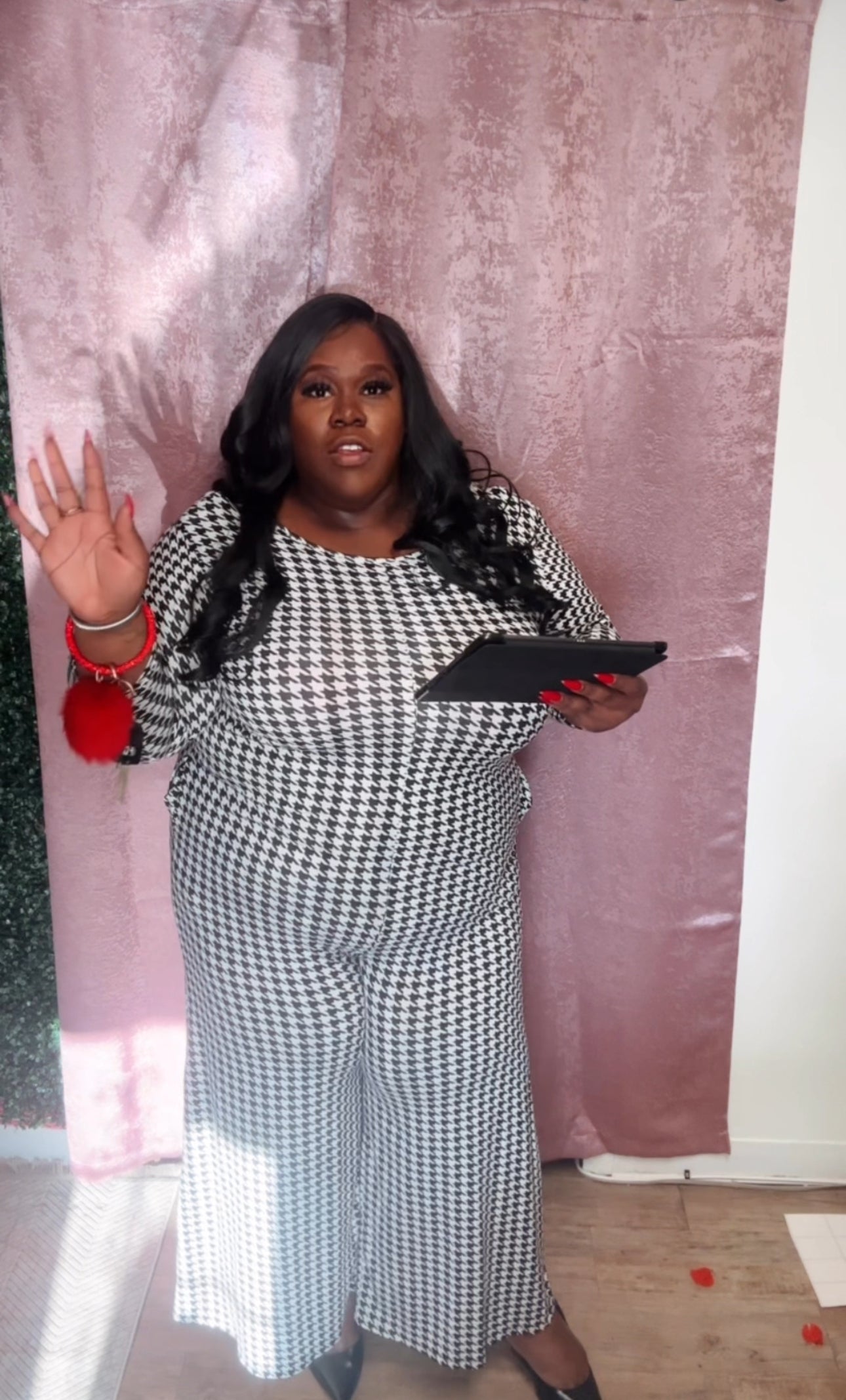 Its Been Handled Houndstooth Jumpsuit