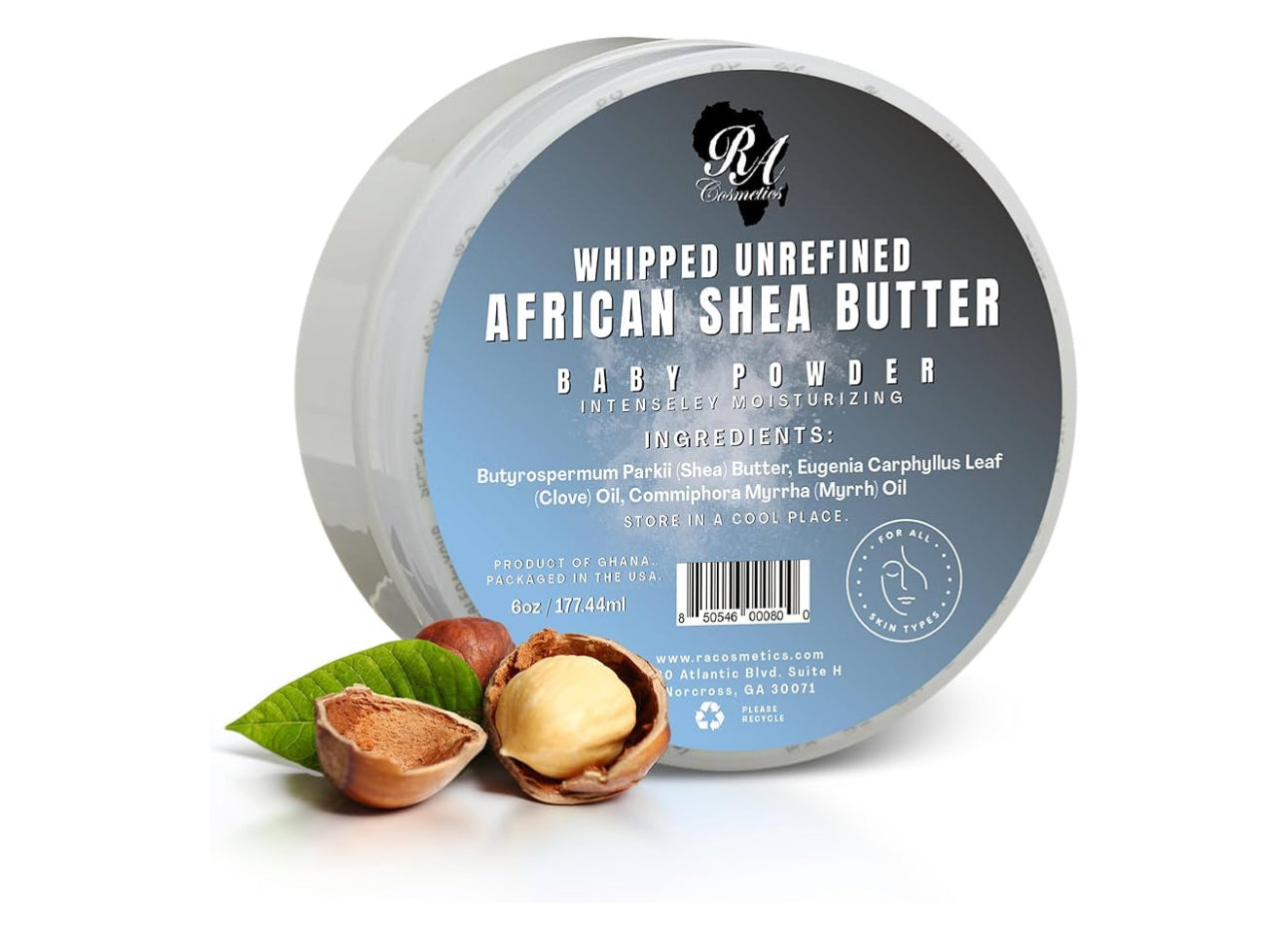 Baby Powder Whipped Shea Butter  - 6oz | 100% Pure and Natural African Shea Butter*