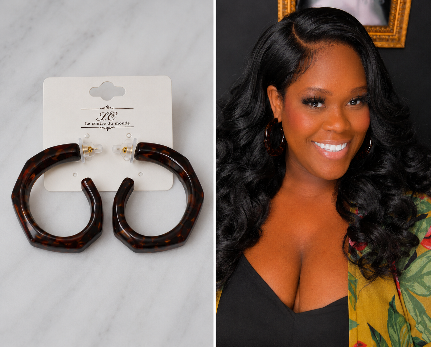 ✨ Tortoise Luxe Statement Hoops